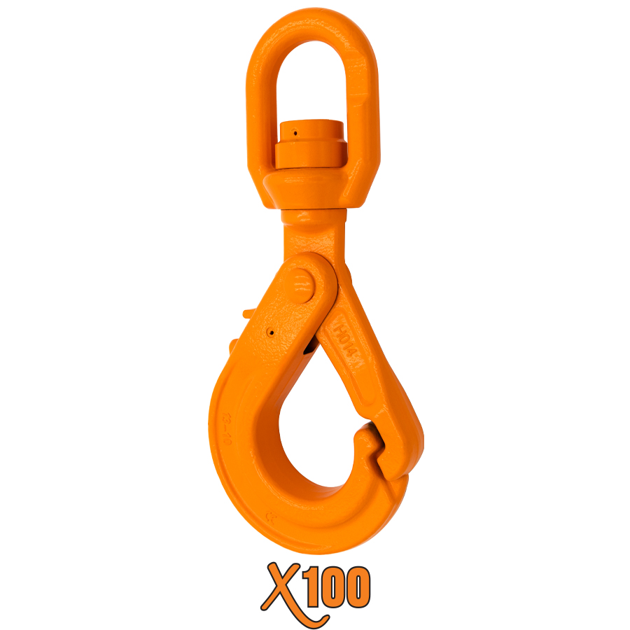 X100® Grade 100 Swivel Self Locking Hook with Ball Bearing