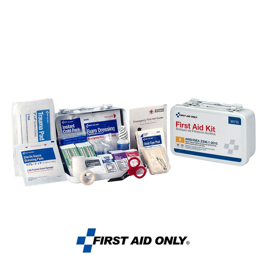 First Aid Only® 10 Person, Bulk First Aid Kit – Metal Case