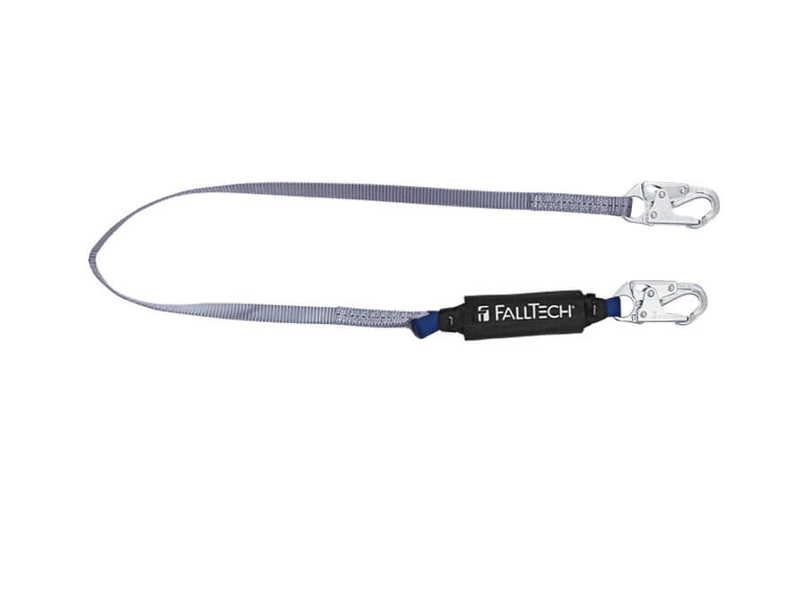 FallTech® 6′ ViewPack® Energy Absorbing Lanyard, Single-leg with Steel Snap Hooks – 8256