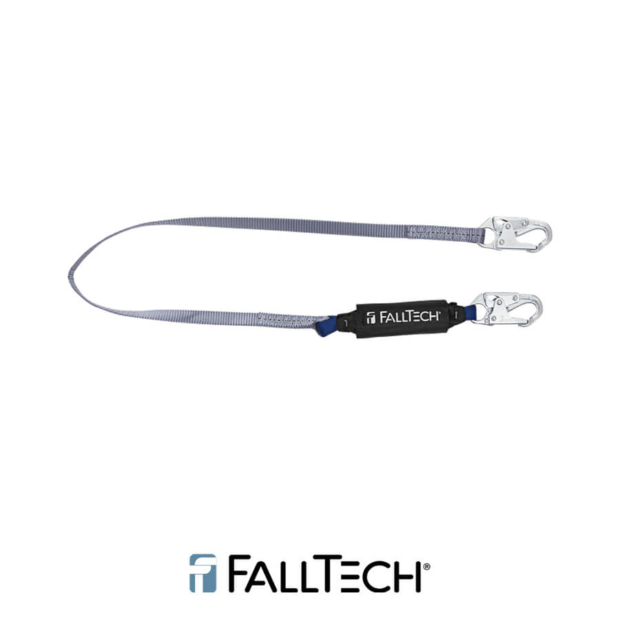 FallTech® 6′ ViewPack® Energy Absorbing Lanyard, Single-leg with Steel Snap Hooks – 8256