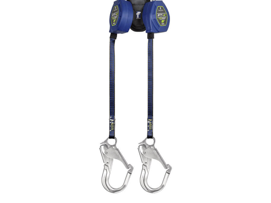 FallTech® 8′ FT-X™ EdgeCore™ Class 2 Leading Edge Personal SRL, Twin-leg with Aluminum Rebar Hooks – 84108TP5