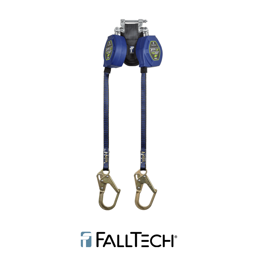 FallTech® 8′ FT-X™ EdgeCore™ Class 2 Leading Edge Personal SRL, Twin-leg with Steel Mini Rebar Hooks – 84108TP0