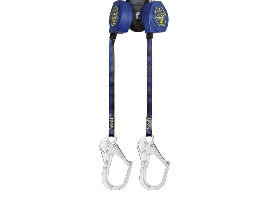 FallTech® 8′ FT-X™ EdgeCore™ Class 2 Leading Edge Personal SRL, Twin-leg with Steel Rebar Hooks – 84108TP3