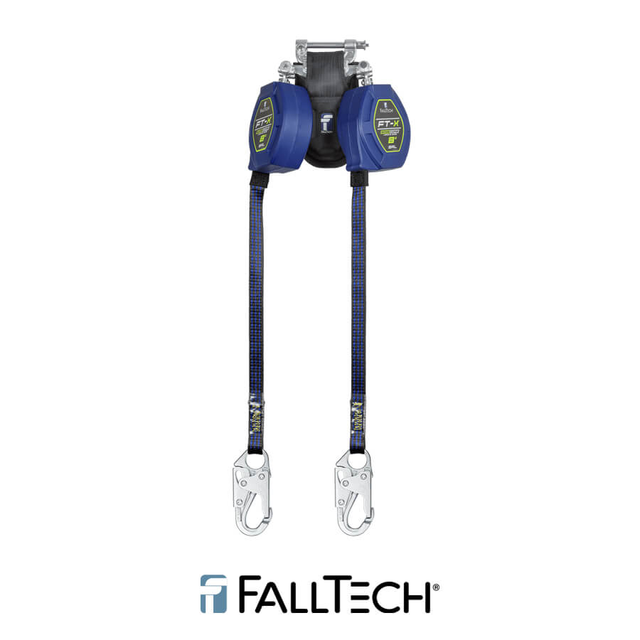 FallTech® 8′ FT-X™ EdgeCore™ Class 2 Leading Edge Personal SRL, Twin-leg with Steel Snap Hooks – 84108TP1