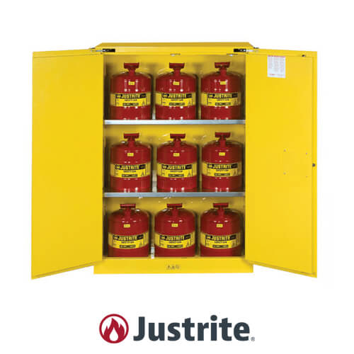 Justrite® Eagle Tower™ Space Saver Flammable Safety Cabinet with Manual Doors