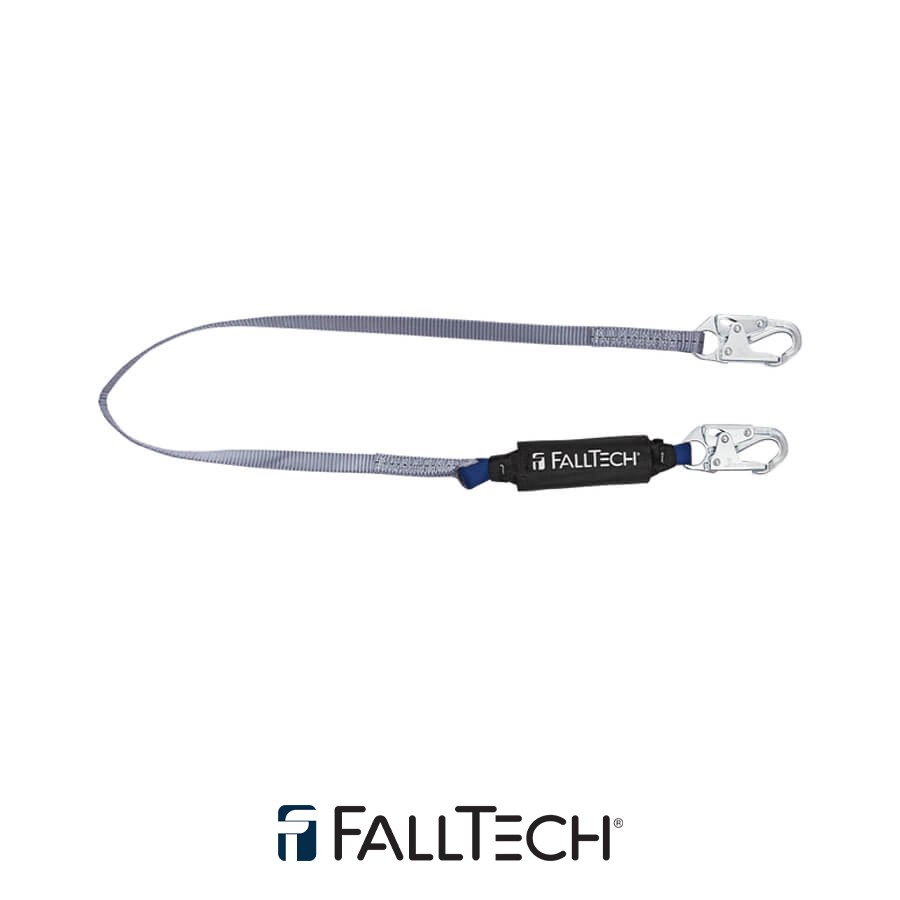 FallTech® 6′ ViewPack® Energy Absorbing Lanyard, Single-leg with Steel Snap Hooks – 8256