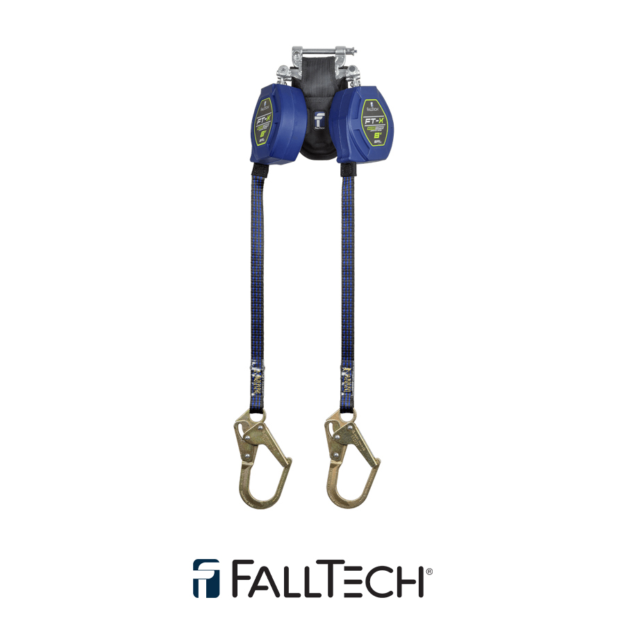 FallTech® 8′ FT-X™ EdgeCore™ Class 2 Leading Edge Personal SRL, Twin-leg with Steel Mini Rebar Hooks – 84108TP0