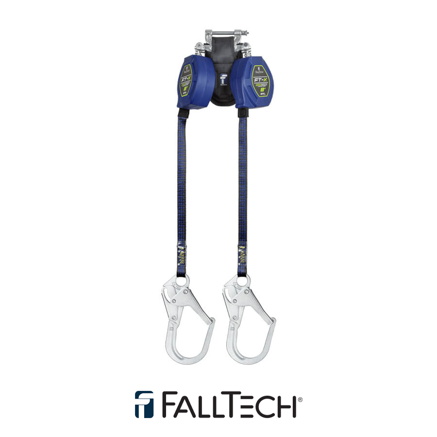 FallTech® 8′ FT-X™ EdgeCore™ Class 2 Leading Edge Personal SRL, Twin-leg with Steel Rebar Hooks – 84108TP3