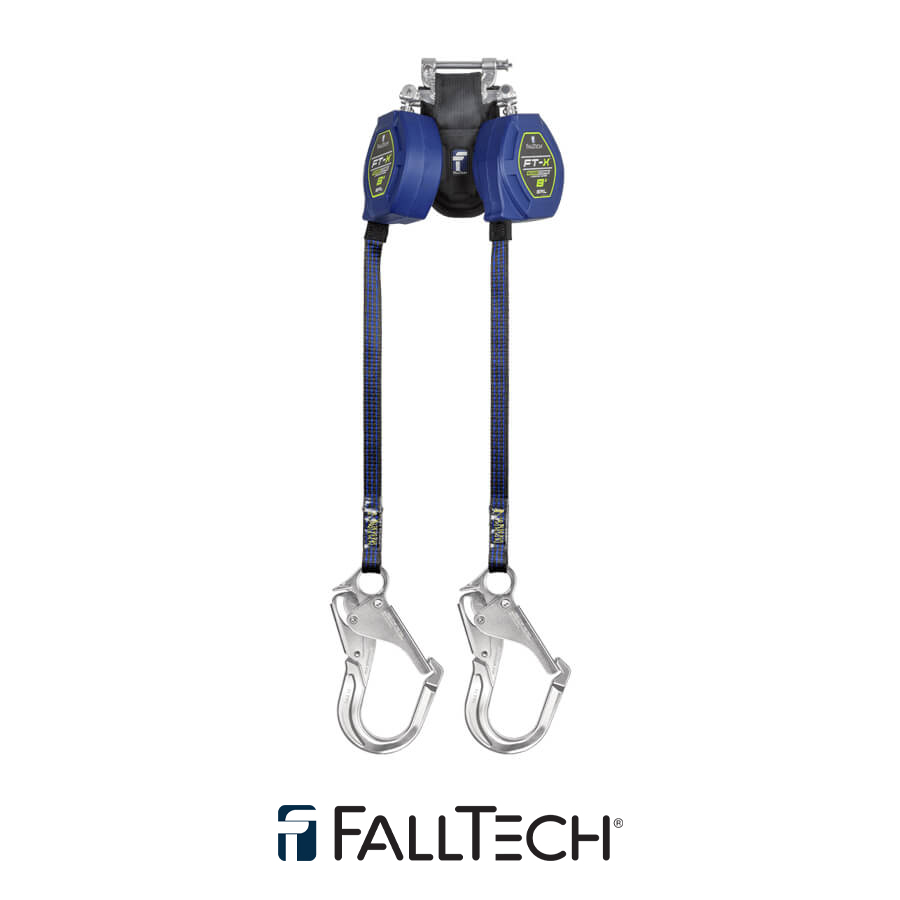 FallTech® 8′ FT-X™ EdgeCore™ Class 2 Leading Edge Personal SRL, Twin-leg with Aluminum Rebar Hooks – 84108TP5