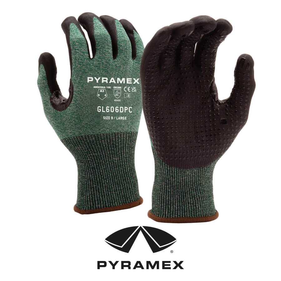 Pyramex® GL606DPC – Micro-Foam Nitrile Dotted A3 Cut – Work Gloves