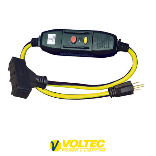 VOLTEC 2′ 15-Amp In-Line GFCI with Power Block 12 Gauge SJTW