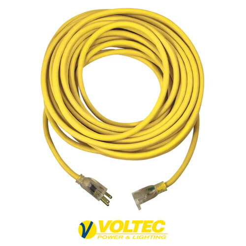 VOLTEC 100′ Extension Cord Yellow 12/3 SJTW