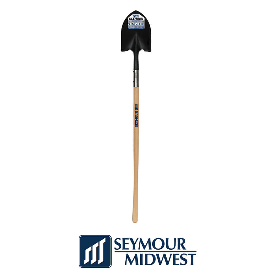 Seymour Midwest 14 Ga. #2 Round Point, Front Turn Step Shovel, 48″ Hardwood Handle
