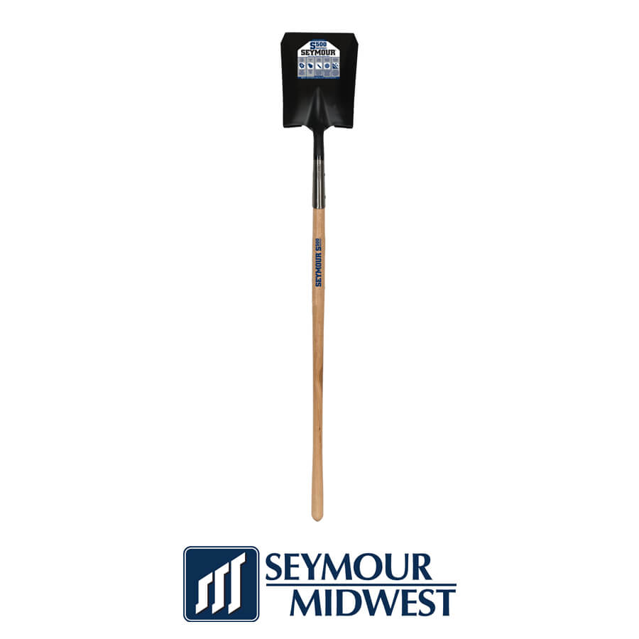 Seymour Midwest 14 Ga. #2 Square Point, Front Turn Step Shovel, 48″ Hardwood Handle