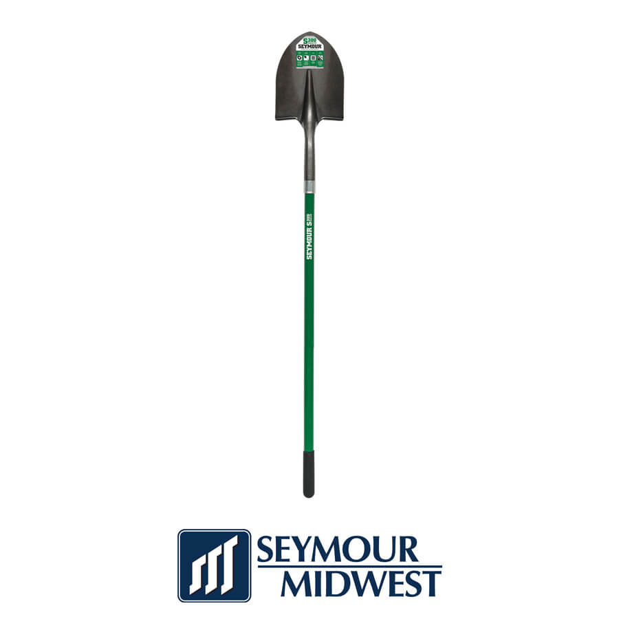 Seymour Midwest 16 Ga. #2 Round Point Shovel, 43″ Green Fiberglass Handle