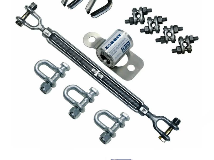 3M™ DBI-SALA® Metal Horizontal Lifeline Energy Absorber with Hardware Kit, 3 Shackles, Turnbuckle, Cable Clips – 7401033