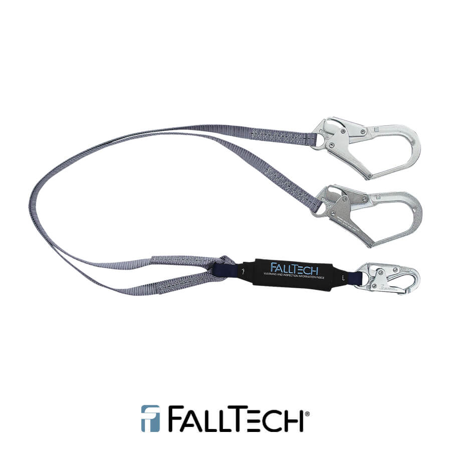 FallTech® 6′ ViewPack® Energy Absorbing Lanyard, Double-leg with Steel Connectors – 826073