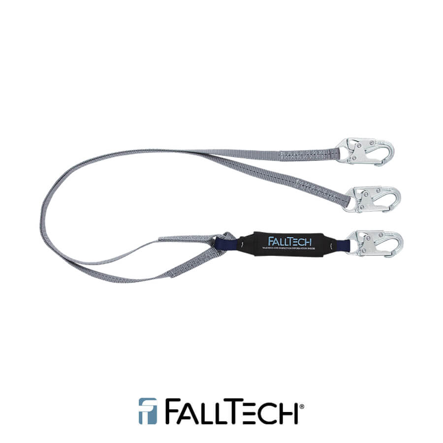 FallTech® 6′ ViewPack® Energy Absorbing Lanyard, Single-leg with Steel Snap Hooks – 82608