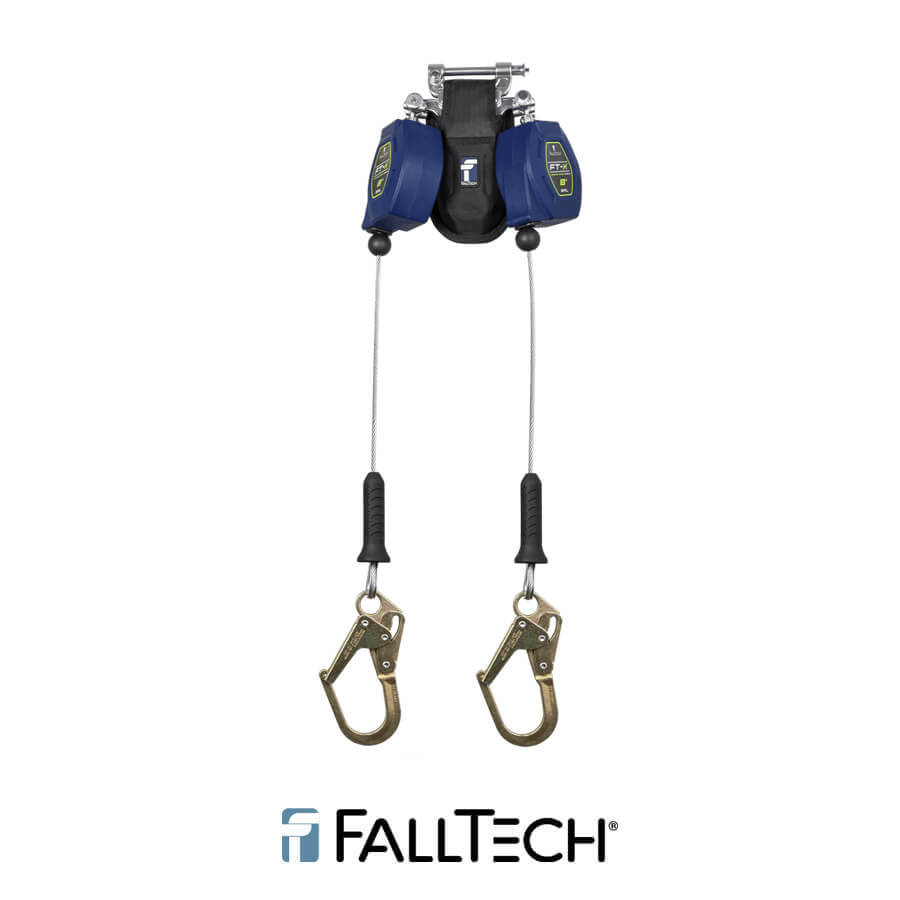 FallTech® 8′ FT-X™ Cable Class 2 Leading Edge Personal SRL, Twin-leg with Steel Mini Rebar Hooks – 82808TP0