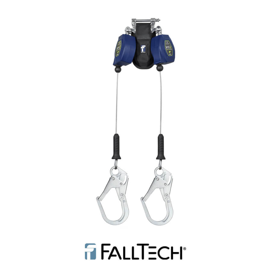 FallTech® 8′ FT-X™ Cable Class 2 Leading Edge Personal SRL, Twin-leg with Steel Rebar Hooks – 82808TP3