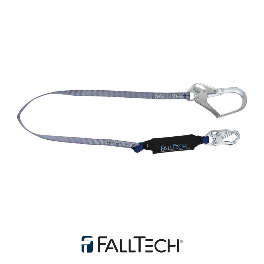 FallTech® 6′ ViewPack® Energy Absorbing Lanyard, Single-leg with Steel Connectors – 82563