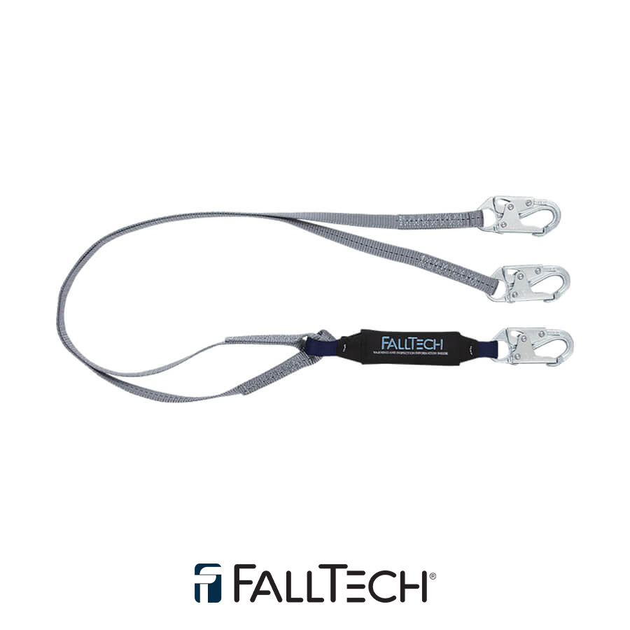 FallTech® 6′ ViewPack® Energy Absorbing Lanyard, Single-leg with Steel Snap Hooks – 82608