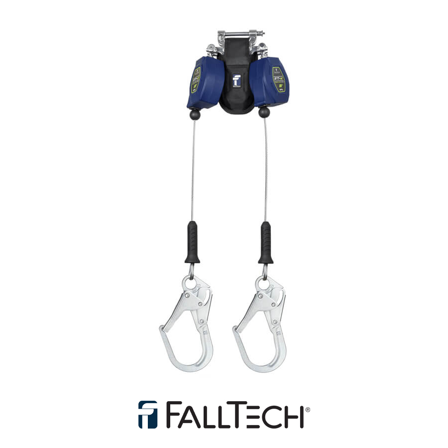 FallTech® 8′ FT-X™ Cable Class 2 Leading Edge Personal SRL, Twin-leg with Steel Rebar Hooks – 82808TP3