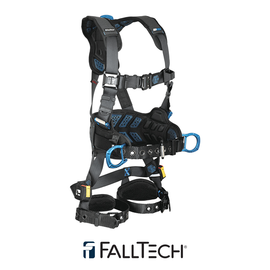 FallTech® FT-One™ 3D Construction Belted Full Body Harness, Tongue Buckle Leg Adjustments 8127B