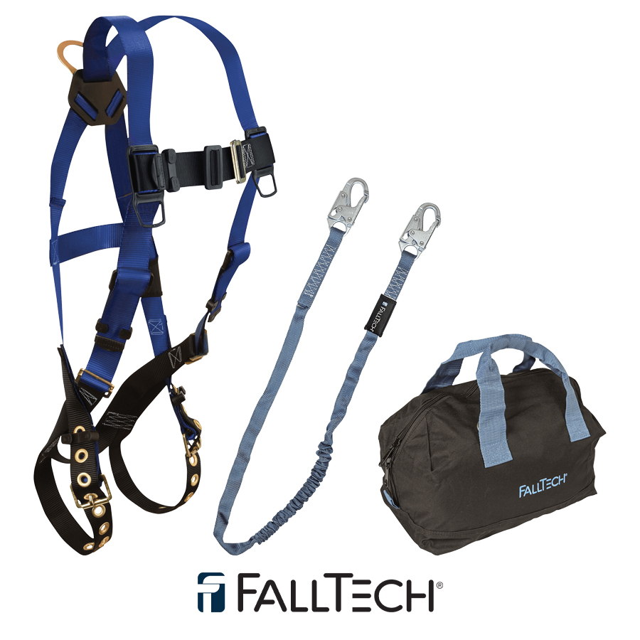 FallTech® Harness and Lanyard 3-pc Kit Including Medium Storage Bag (7016, 8259, 5006MP) KIT162596P